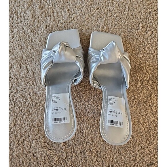 Marc Fisher Women's Daliot Silver Heeled Sandal Slide Mule Size 6.5 NEW $85 - Picture 5 of 7